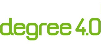 Logo of the DEGREE 4.0 project; green lettering on a white background
