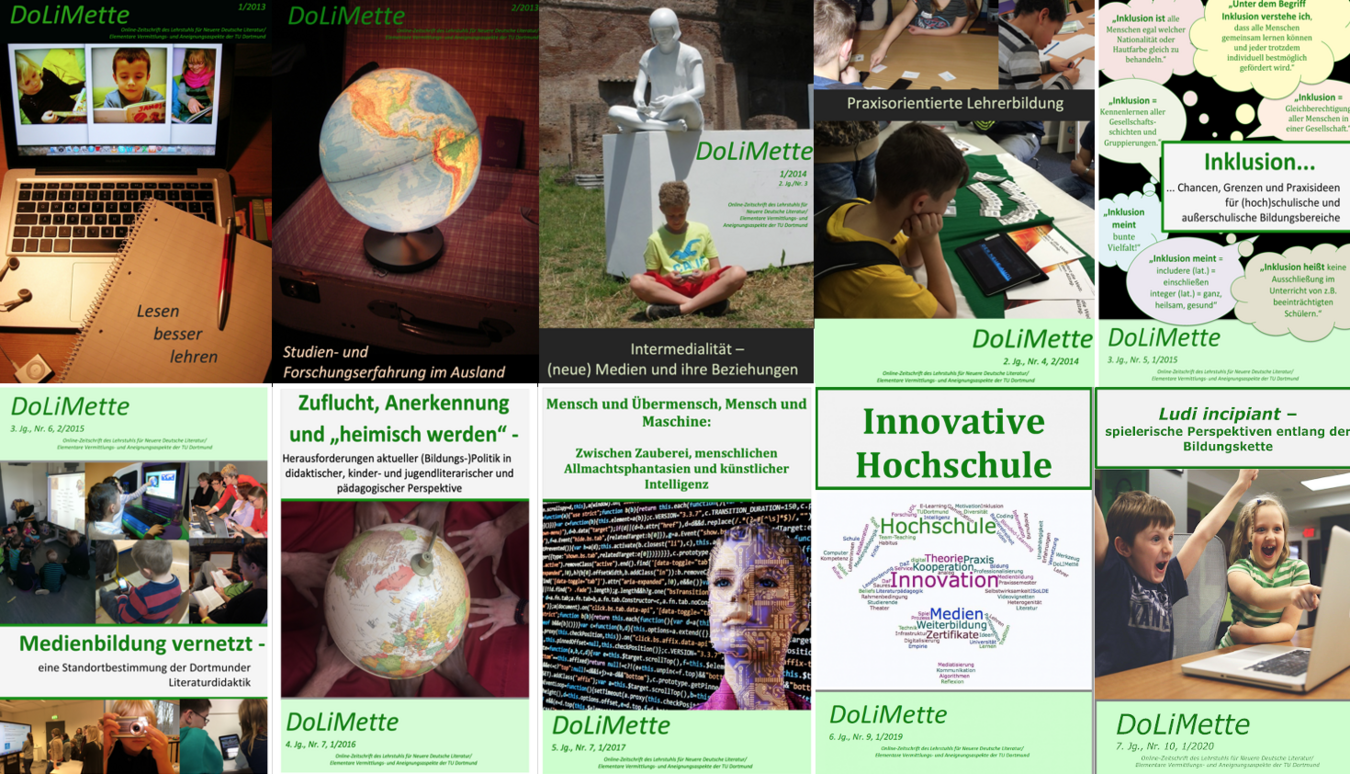 Bild-Collage der bisherigen DoLiMette-Titelseiten