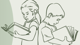 Einladung zur Tagung „Lesen können! Eine kritische Betrachtung der IGLU-Studien unter Einbezug neuer Erkenntnisse der (Psycho-)Linguistik“ Graphic with two children reading