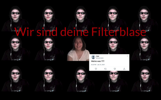 Bildschirmfoto aus dem Videoprojekt "EscapeRoom.EchoChamber" aus dem Wintersemester 2020/2021